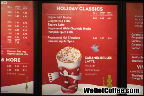 Starbucks Holiday Drink List