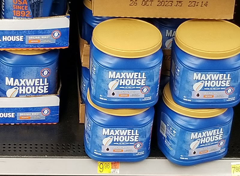 Maxwell House Plastic Container with Price
