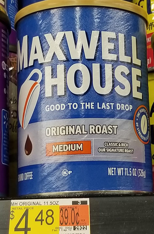 maxwell house coffee shelf