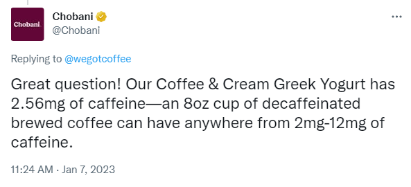 caffeine in coffee yogurt.